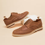 Men's black cowhide leather brogue dress shoes