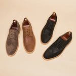Men's gray cowhide leather brogue dress shoes