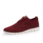 Close-up detail of men's knitted lace-up shoes