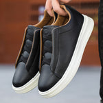 Front view of men's leather breathable sneakers