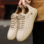 Front view of men's nubuck leather casual sneakers