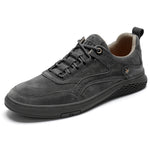 Side view of men's nubuck leather sneakers